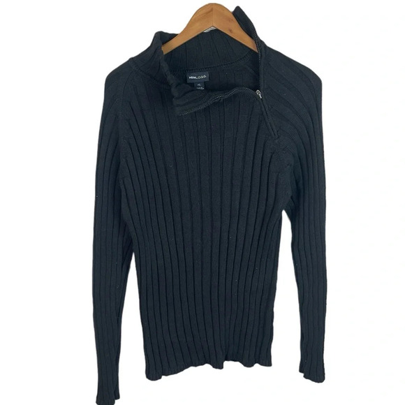 B17 Men’s H&M L.O.G.G Trendy Ribbed Zipper Neckline Pullover Sweater XL - Picture 1 of 5